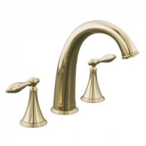 Finial Traditional 2-Handle Roman Tub Faucet Trim Kit with Lever Handles in Vibrant French Gold (Valve Not Included)