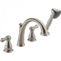 Leland 2-Handle Deck-Mount Roman Tub Faucet with Hand Shower Trim Kit Only in Stainless (Valve Not Included)