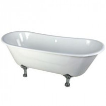 5.6 ft. Cast Iron Polished Chrome Claw Foot Double Slipper Tub in White