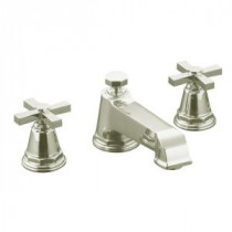 Pinstripe 2 Cross Handle Deck-Mount Roman Tub Faucet Trim Only in Vibrant Polished Nickel (Valve Not Included)