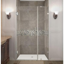 Nautis 37 in. x 72 in. Frameless Hinged Shower Door in Stainless Steel with Clear Glass