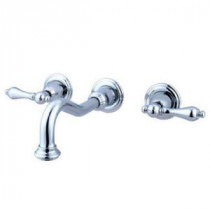 Wall-Mount 2-Handle 3-Hole Vessel Bathroom Faucet in Polished Chrome