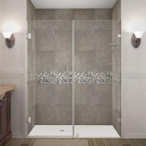 Nautis GS 66 in. x 72 in. Completely Frameless Hinged Shower Door with Glass Shelves in Stainless Steel