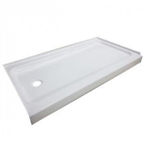ShowerCast Plus 60 in. x 32 in. x 4 in. Single Threshold Shower Base with Left Hand Drain in White