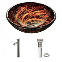 Northern Lights Vessel Sink in Brown with Faucet in Brushed Nickel
