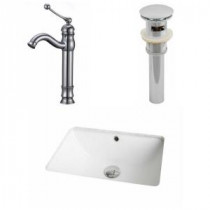 Rectangle Undermount Bathroom Sink Set in White with Deck Mount cUPC Faucet and Drain