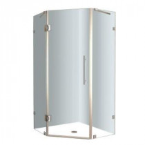 Neoscape 36 in. x 72 in. Frameless Neo-Angle Shower Enclosure in Stainless Steel with Self-Closing Hinges