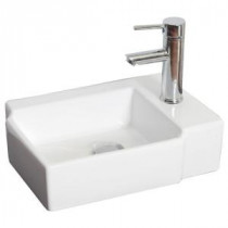 16.25-in. W x 12-in. D Wall Mount Rectangle Vessel Sink In White Color For Single Hole Faucet
