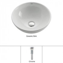 Vessel Sink in White with Pop up Drain in Chrome