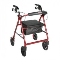 4-Wheel Rollator Walker with Removable Back Support and Padded Seat, 7.5 in. Wheels in Red