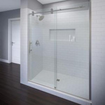 Vinesse Lux 59 in. x 76 in. Semi-Framed Sliding Shower Door and Fixed Panel in Brushed Nickel