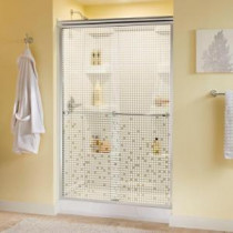 Mandara 47-3/8 in. x 70 in. Semi-Frameless Sliding Shower Door in Polished Chrome with Mozaic Glass