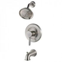 Universal Single-Handle Transitional Tub and Shower Faucet Trim Kit in Brushed Stainless Steel (Valve Not Included)