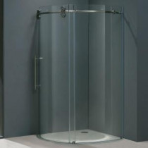 Sanibel 38 in. x 74.625 in. Frameless Bypass Round Shower Enclosure Left Door in Stainless Steel