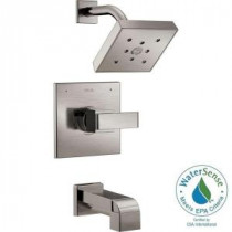 Ara 1-Handle Tub and Shower Faucet Trim Kit in Stainless Featuring H2Okinetic (Valve Not Included)