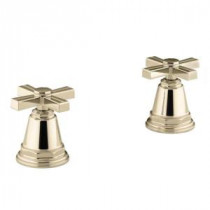 Pinstripe Bath or Deck-Mount High-Flow Bath Valve Trim with Cross Handle in Vibrant French Gold (Valve Not Included)
