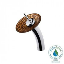 Single Hole 1-Handle Waterfall Faucet in Chrome with Copper Mosaic Glass Disc