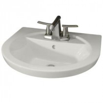 Tropic Petite 21 in. Center Pedestal Sink Basin with 4 in. Faucet Centers in White