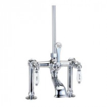 RM13 3-Handle Claw Foot Tub Faucet with Porcelain Lever Handles in Satin Nickel