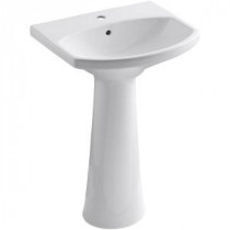 Cimarron Single Hole Pedestal Combo Bathroom Sink with Overflow Drain in White