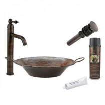 All-in-One Round Miners Pan Vessel Hammered Copper Bathroom Sink in Oil Rubbed Bronze