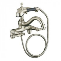 Antique 8 in. 2-Handle Claw Foot Tub Faucet with Handshower in Vibrant Bushed-Nickel