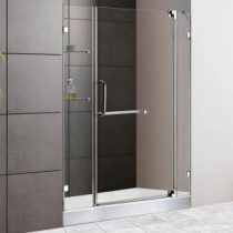 Pirouette 47.75 in. x 77.75 in. Frameless Pivot Shower Door in Chrome with Clear Glass with White Base