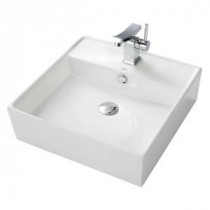 Vessel Sink in White with Unicus Vessel Sink Faucet in Chrome