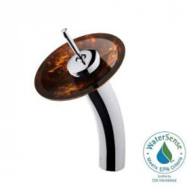 Single Hole 1-Handle Waterfall Faucet in Chrome with Brown and Gold Fusion Glass Disc