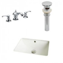 Rectangle Undermount Bathroom Sink Set in Biscuit with 8 in. O.C. cUPC Faucet and Drain