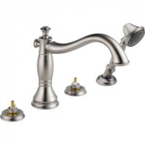 Cassidy 2-Handle Deck-Mount Roman Tub Faucet with Hand Shower Trim Kit in Stainless (Valve & Handles Not Included)