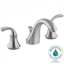 Forte 8 in. Widespread 2-Handle Low-Arc Bathroom Faucet in Brushed Chrome with Sculpted Lever Handles