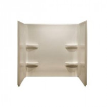 Elite 27 in. x 54 in. x 59 in. 3-Piece Direct-to-Stud Tub Wall Kit in Almond