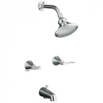 Revival 2-Handle 1-Spray Tub and Shower Faucet with Scroll Lever Handles in Polished Chrome