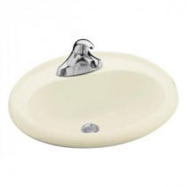 Oval Self-Rimming Bathroom Sink in Biscuit