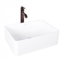 Caladesi Matte Stone Vessel Sink in White with Seville Bathroom Vessel Faucet in Oil Rubbed Bronze