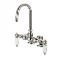 2-Handle Deck Mount Vintage Gooseneck Claw Foot Tub Faucet with Lever Handles in Polished Nickel PVD