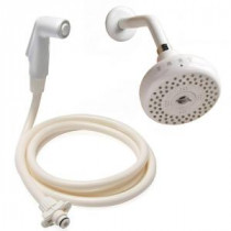 Convertible 2-in-1 4-Spray 5 in. Fixed Shower Head in White
