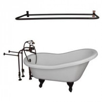 5 ft. Acrylic Ball and Claw Feet Slipper Tub in White Oil Rubbed Bronze Accessories