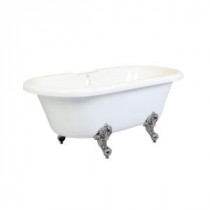 5.6 ft. Acrylic Satin Nickel Claw Foot Double Ended Tub in White