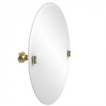 Washington Square Collection 21 in. x 29 in. Frameless Oval Single Tilt Mirror with Beveled Edge in Satin Brass