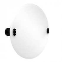 South Beach Collection 22 in. x 22 in. Frameless Round Single Tilt Mirror with Beveled Edge in Matte Black