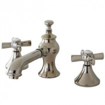 Country 8 in. Widespread 2-Handle Mid-Arc Bathroom Faucet in Polished Nickel