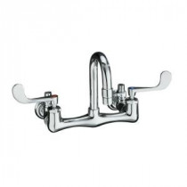 Triton 8 in. Wall-Mount 2-Handle Low-Arc Spout Bathroom Faucet in Polished Chrome