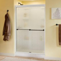 Crestfield 47-3/8 in. x 70 in. Semi-Framed Bypass Sliding Shower Door in White with Bronze Hardware and Rain Glass