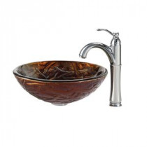Dryad Glass Vessel Sink in Multicolor and Riviera Faucet in Chrome