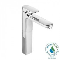 Moments Single Hole Single Handle Low-Arc Bathroom Faucet in Polished Chrome with Grid Drain