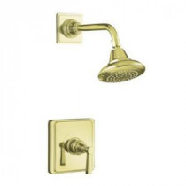 Pinstripe Rite-Temp Pressure-Balancing Shower Faucet Trim with Lever Handle in Vibrant French Gold (Valve Not Included)