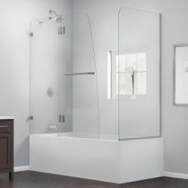 AquaLux 56 to 60 in. x 58 in. Semi-Framed Hinged Tub Door with Return Panel in Chrome