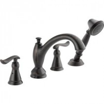 Linden 2-Handle Deck-Mount Roman Tub Faucet with Hand Shower Trim Kit Only in Venetian Bronze (Valve Not Included)